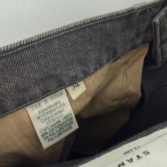 Rag & Bone Standard Issue Fit 1 Extra Slim Jeans Vesuvio Wash Gray Size 34 EUC - Picture 12 of 12